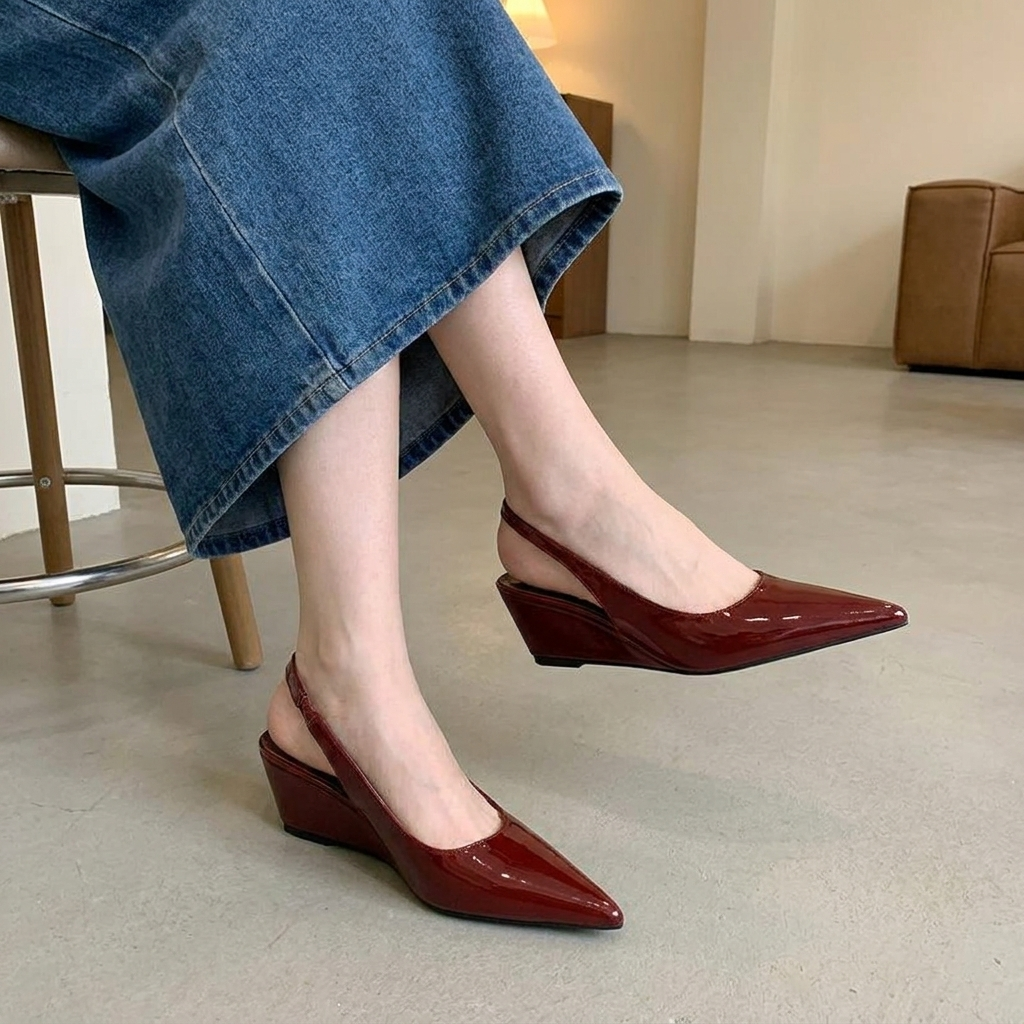 Elena | Tyylikkäät Slingback-kiilakorkokengät
