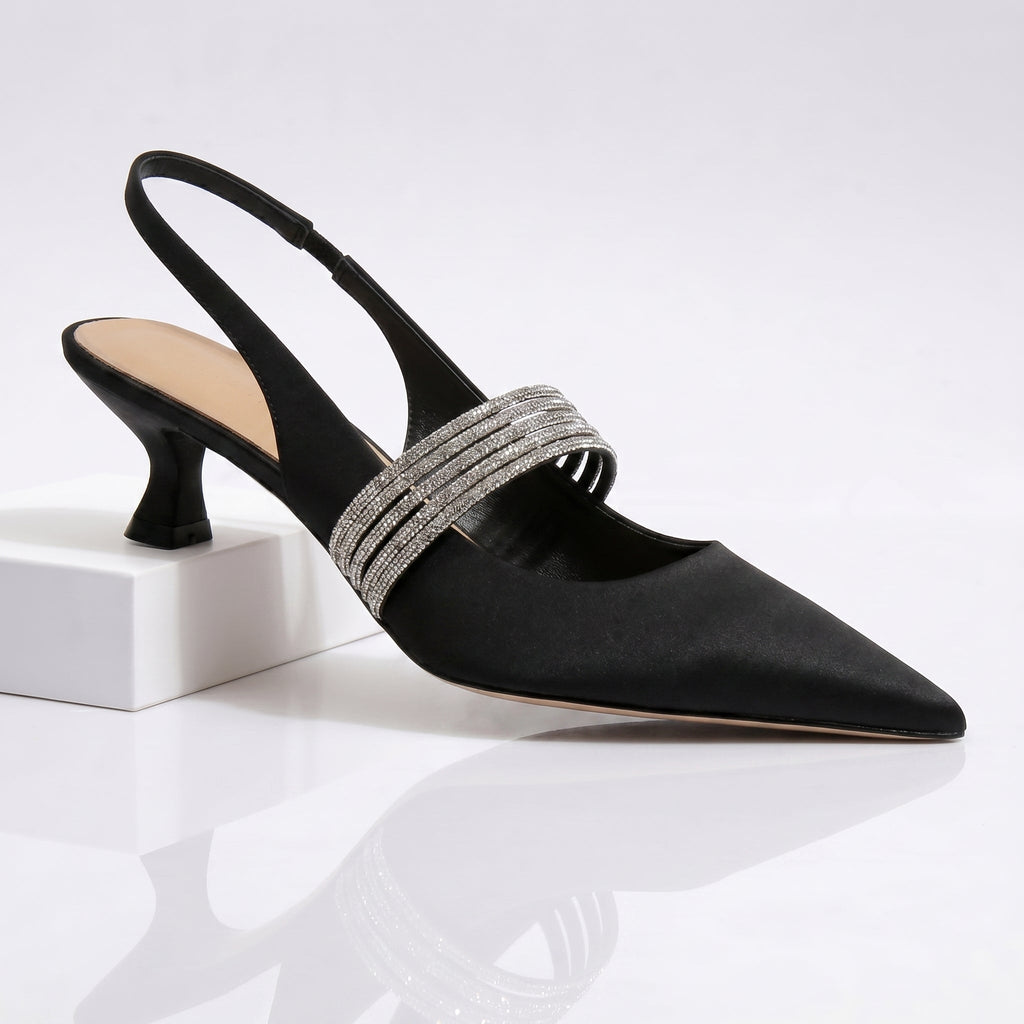 Ariel | Kitten heel -korkokengät kristalleilla