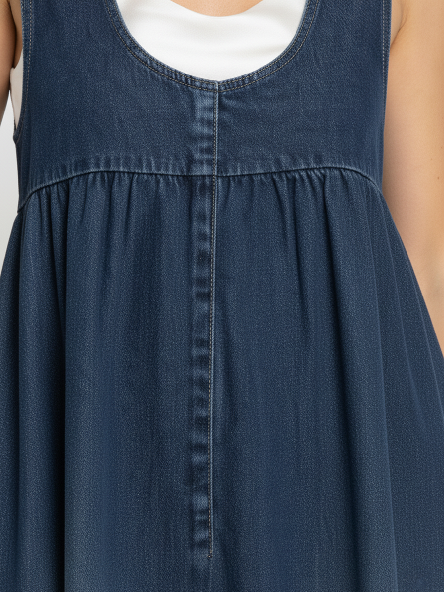 Camilla – Pesty vintage-denim-maksimekko